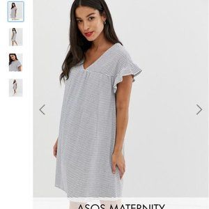 ASOS Maternity Cotton Dress Black and White Stripe